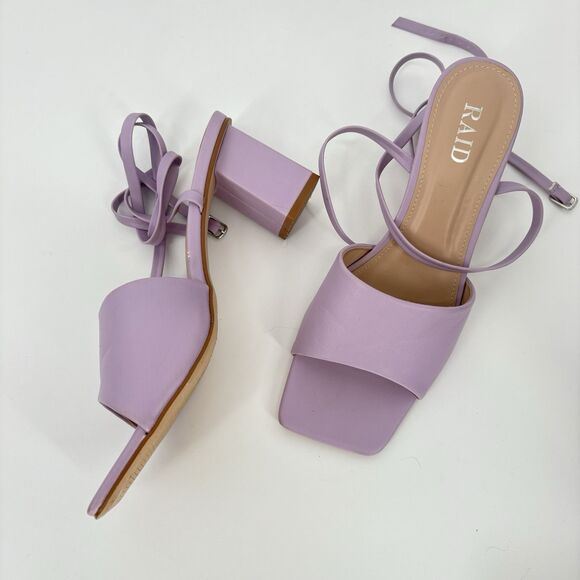 Asos Raid Naya Tie Ankle Mid Heeled Sandals In Lilac  US 7 - Picture 1 of 11